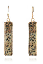 Dalmatian Jasper natural stone drop earrings with gold frames