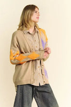 Dani Argyle dropped shoulder cardigan in beige with colorful patchwork accents