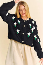 Dani floral pattern embroidered hoodie with pearl buttons