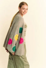 Dani Fuzzy Smile long sleeve cardigan with green pants set