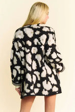 Dani Leopard Open oversized faux fur coat with bold leopard print sleeves