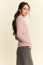 Dani Long Sleeve Pink Lace Sheer Top for Women