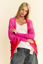 Dani openwork lightweight cardigan with contrast open mesh texture