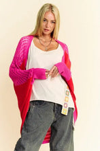 Dani openwork lightweight sweater in pink red cable-knit cardigan