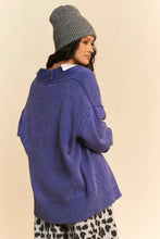 Dani shawl collar ribbed cardigan sweater in royal blue
