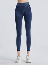 Dark Blue Denim Look Stretch Leggings for Women Dark