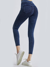 Dark Blue Denim Look Stretch Leggings for Women