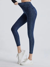 Dark Blue Denim Look Stretch Leggings for Women Woman Leggings