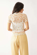 Davi Dani Loose Floral Mesh Top with Mock Neck Turtle Detailing
