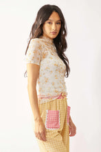 Davi Dani Loose Floral Mesh Top with Mock Neck Turtle Detailing