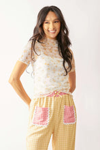 Davi Dani Loose Floral Mesh Top with Mock Neck Turtle Detailing