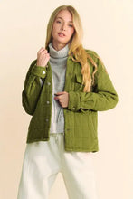 Davi & Dani Quilted Button Down Shacket with Chest Pockets Woman Outerwear