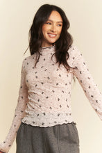 Davi Dani Ribbon Bow Pink Long Sleeve Top with Ruffles and Butterfly Print PINK