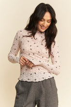 Davi Dani Ribbon Bow Pink Long Sleeve Top with Ruffles and Butterfly Print