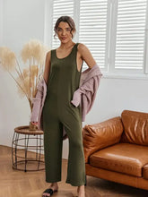 Olive green Davi & Dani romper back view, machine wash cold