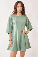 Sage green Davi & Dani draped sleeve ties back skort romper, premium lightweight