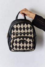 David Jones Argyle Pattern PU Leather Backpack Backpacks