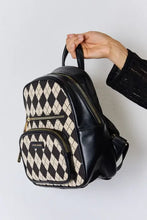 David Jones Argyle Pattern PU Leather Backpack Backpacks