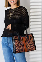 David Jones Leopard contrast rivet handbag with tote style