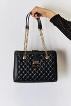 David Jones quilted PU leather handbag with gold chain strap