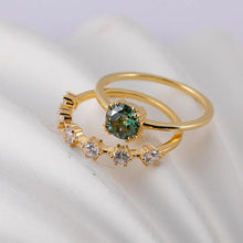 1 Carat Moissanite 925 Sterling Silver 2pcs Ring Set Gold