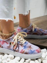 Tropical Leaf Print Canvas Sneakers Woman Sneakers