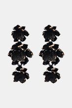 Flower Shape Zinc Alloy Dangle Earrings Black One Size
