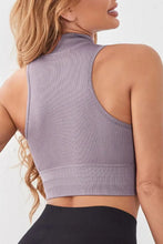 Mock Neck Ribbed Sports Tank Woman Activewear