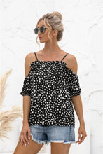 Printed Cold-Shoulder Frill Trim Blouse Woman Blouses