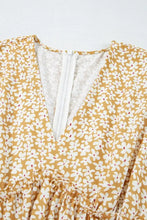 Floral Short Sleeve Surplice Frilly Tiered Mini Dress Casual Dresses