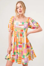 And The Why Square Neck Puff Sleeve Geo Printed Mini Dress Casual Dresses