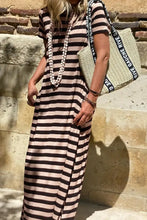 Stripe Casual Round Neck Tee Dress with Pockets Casual Dresses