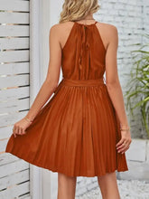 Pleated Tie Waist Sleeveless Mini Dress Casual Dresses