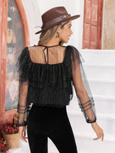 Round Neck Layered Long Sleeve Blouse Woman Blouses