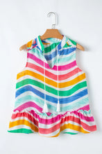 Rainbow Stripes Ruffled Hem Tank Top Tanks & Camis