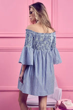 BiBi Smocked Off Shoulder Striped Dress Casual Dresses