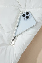 Drawstring Zip Up Long Sleeve Hooded Winter Coat Woman Outerwear