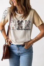 Easter Leopard Rabbit Graphic T-Shirt Khaki