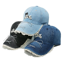 Dog Bow Adjustable Baseball Cap Light Blue One Size