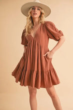 Aemi+Co Tied Back Ruffled Short Sleeve Mini Dress Casual Dresses
