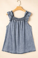 Ruffled Shirred Denim Top Woman Denim Tops