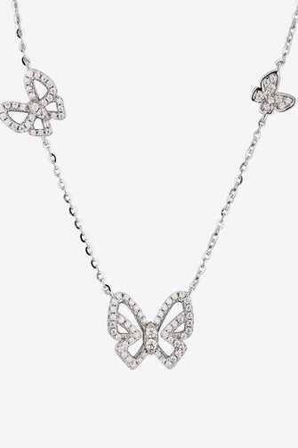 Moissanite Butterfly Shape Necklace Silver One Size