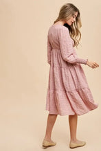 Annie Wear Textured Smocking Bodice Tiered Midi Dress Casual Dresses