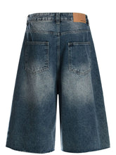 Men's Pearl Embellished Wide Leg Denim Shorts