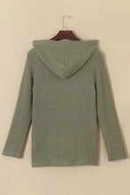 Waffle-Knit Button Up Drawstring Hoodie Woman Sweatshirts