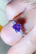 1 Carat Moissanite Heart-Shaped Platinum-Plated Ring in Purple Rings