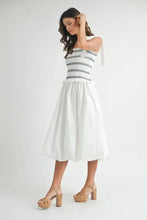 MABLE Smocked Bodice Bubble Midi Dress Casual Dresses