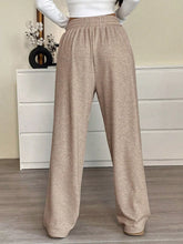 Beige heathered wide-leg sweatpants with elastic drawstring waist for casual drawstring waist wide comfort