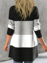 Color Block Open Front Long Sleeve Cardigan Casual Dresses