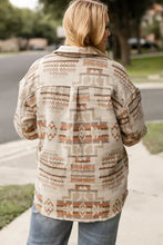Plus Size Geometric Collared Neck Long Sleeve Jacket Woman Outerwear
